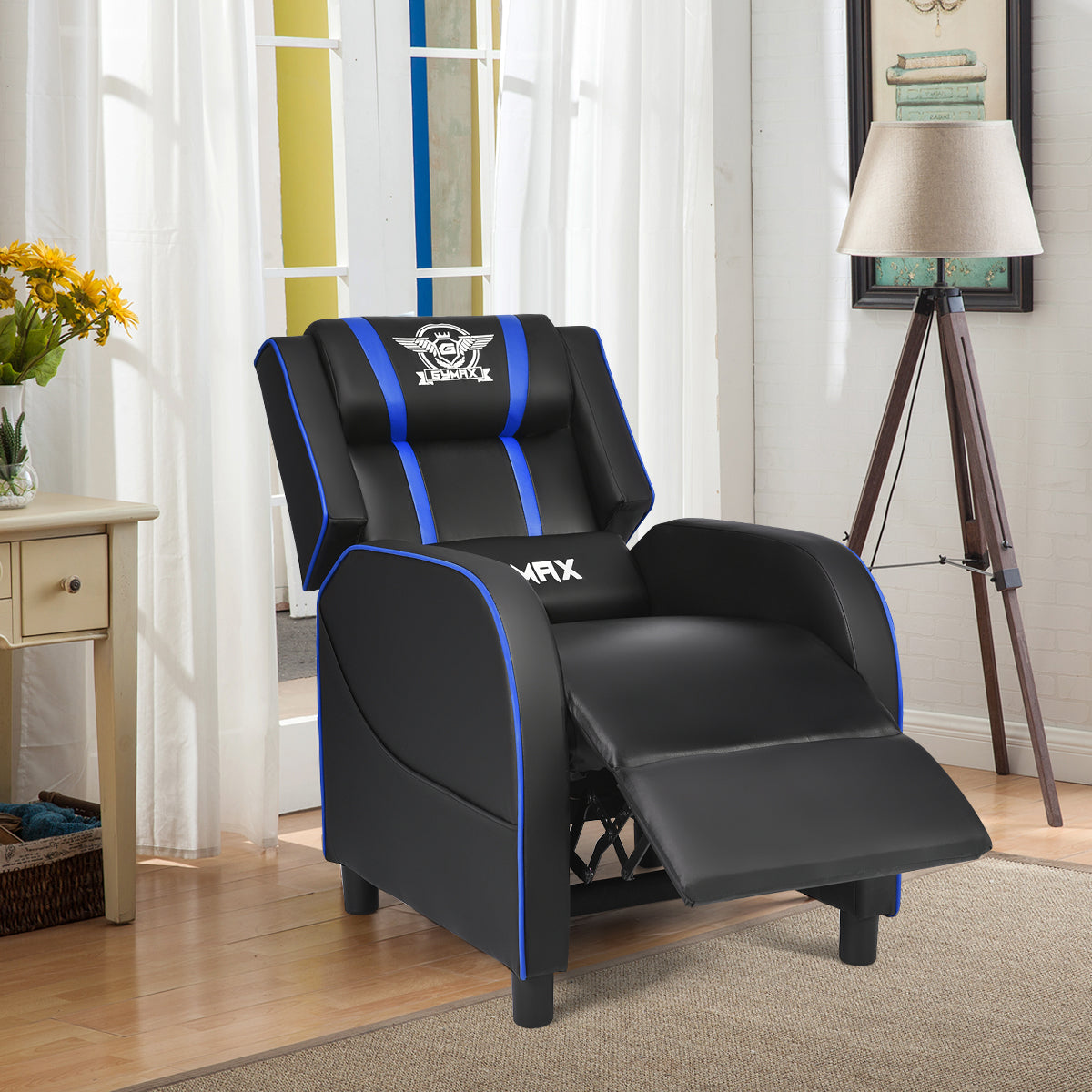 Gaming Recliner Chair with Electric Massage Lumbar Pillow